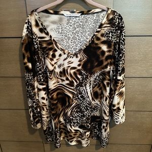 Peter Nygard Womans Plus Size 3X V Neck Multi-color top